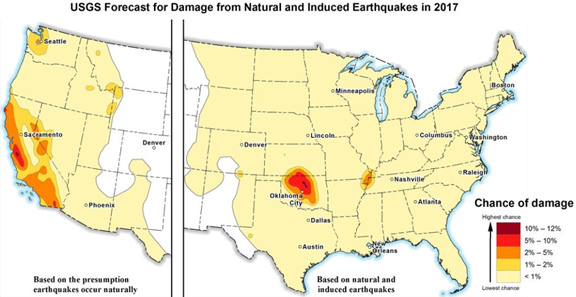 usa earthquake map