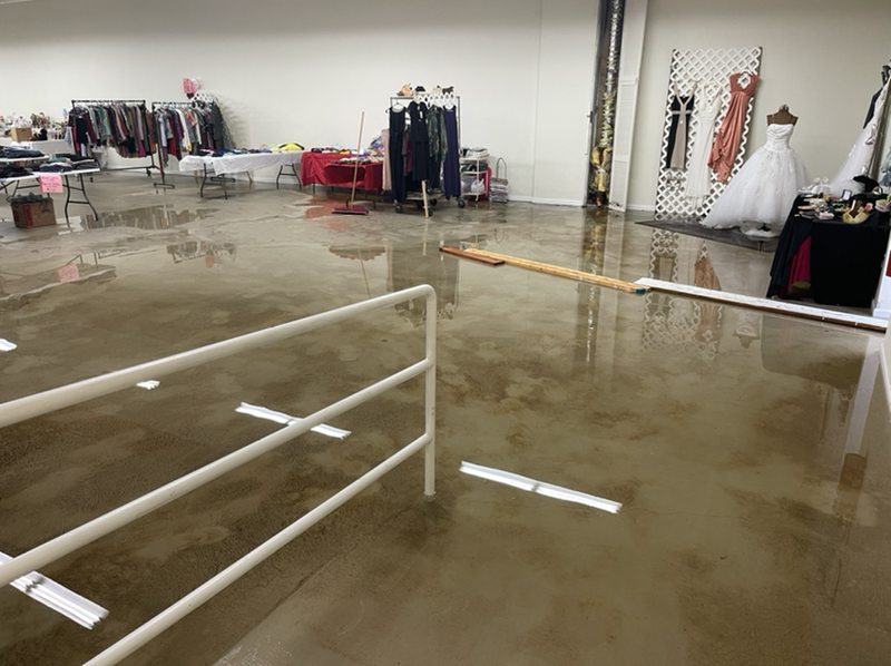 flood on concrete floor
